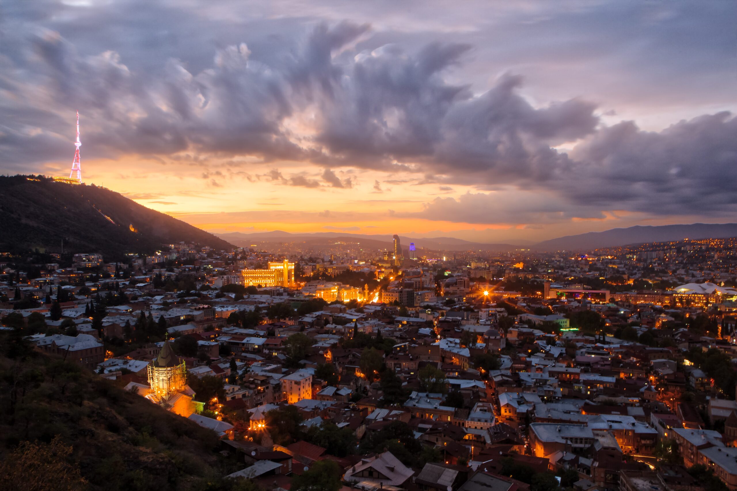 A glorious sunset over Tbilisi, Georgia