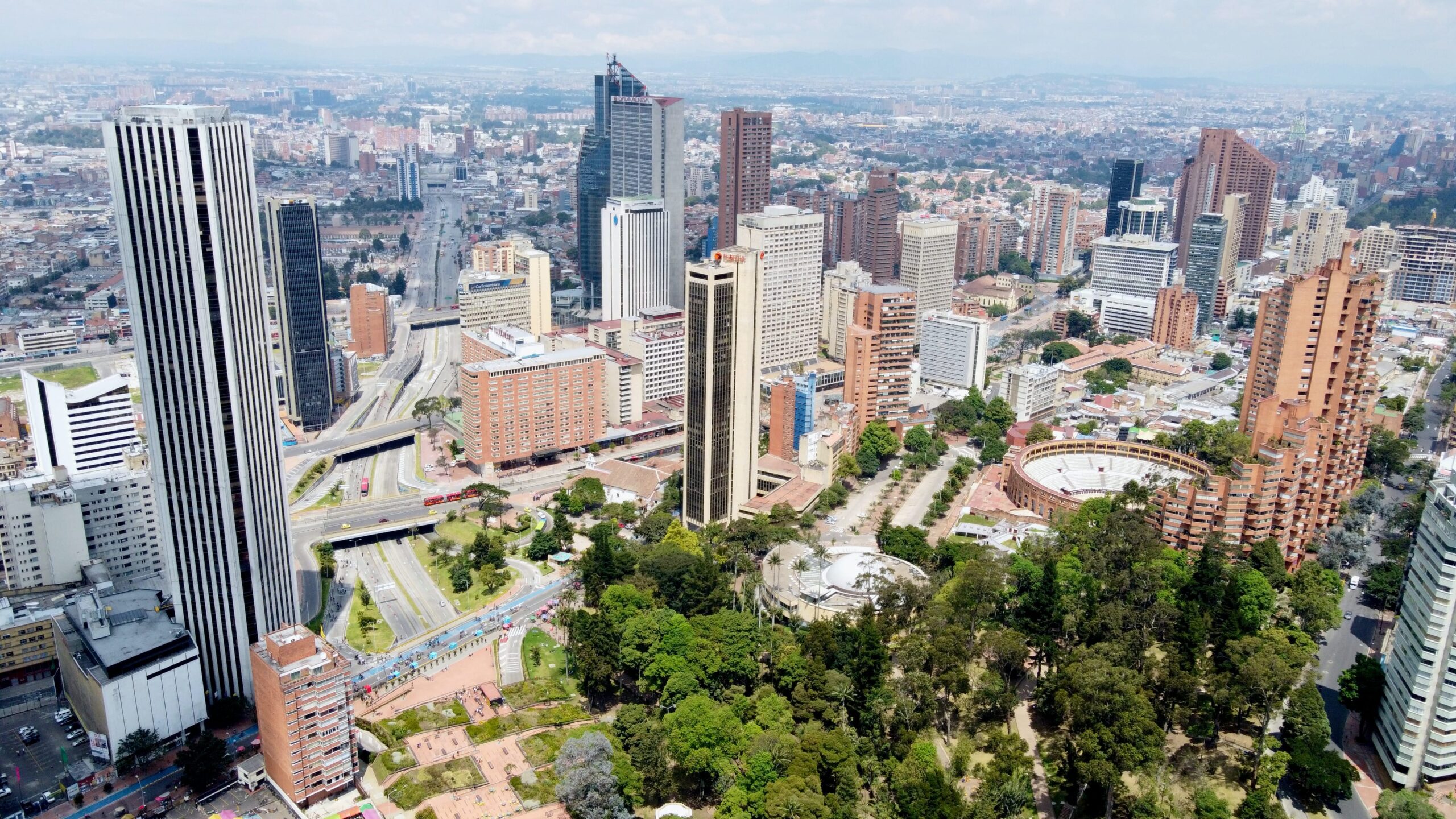 Bogota's downtown (Centro) from above Calle 26
