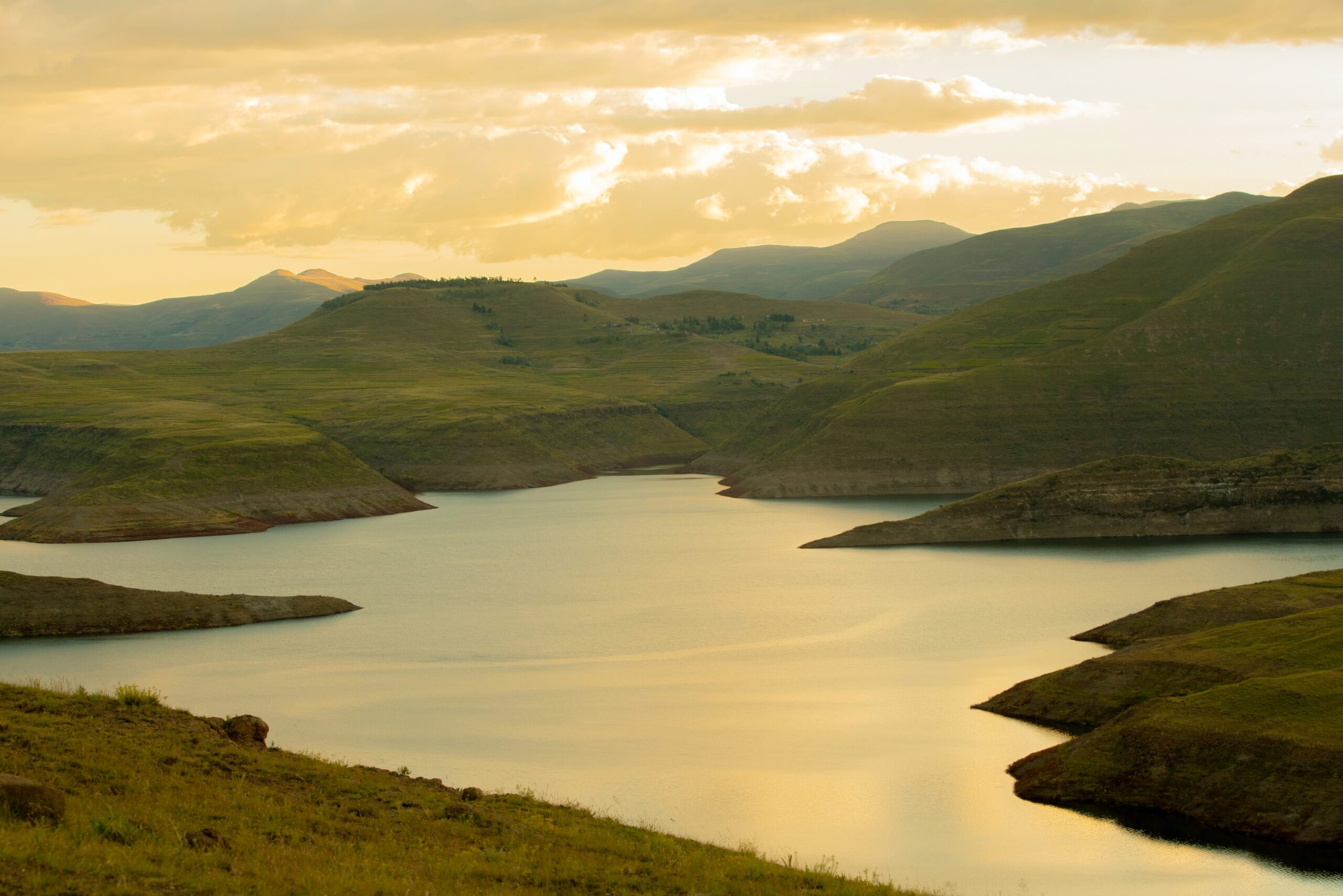 Reflection and golden hour, Lesotho
