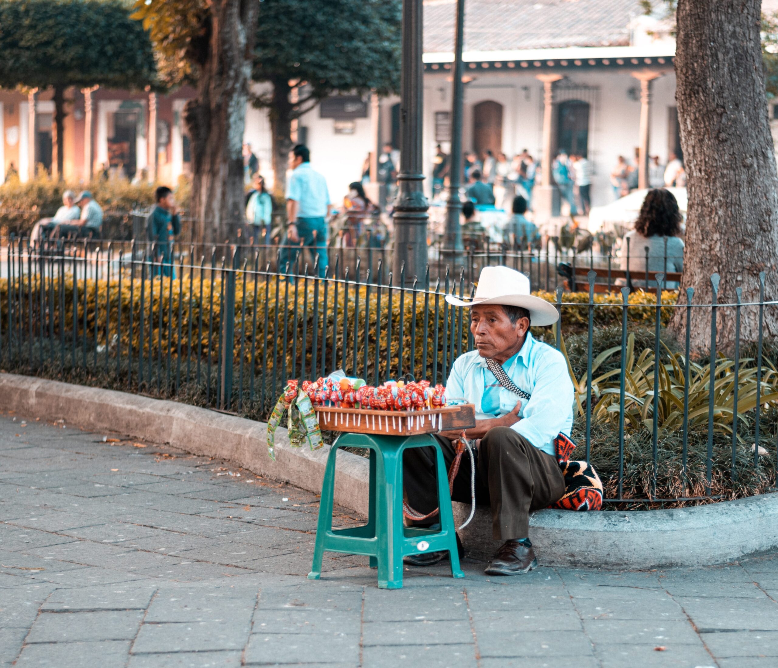 Street vendor in a central plaza in Antigua Guatemala