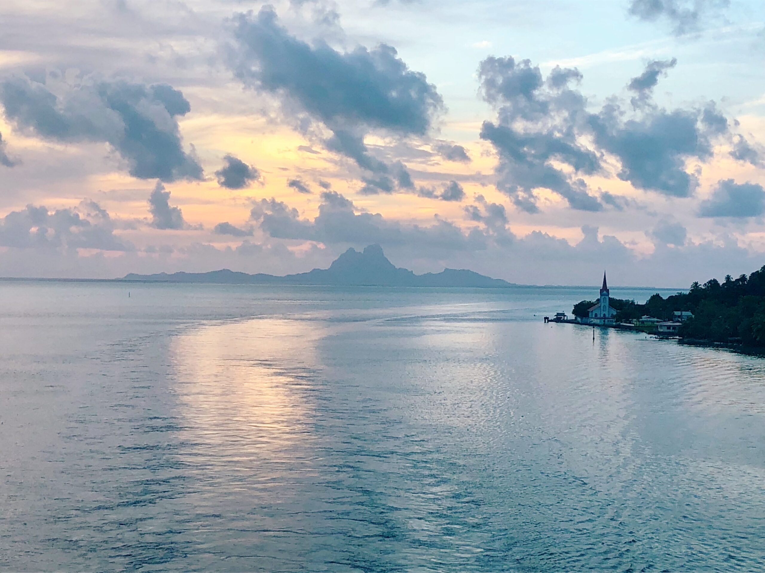 Sunset on a Cruise Ship in Bora Bora, French Polynesia, Bora Bora