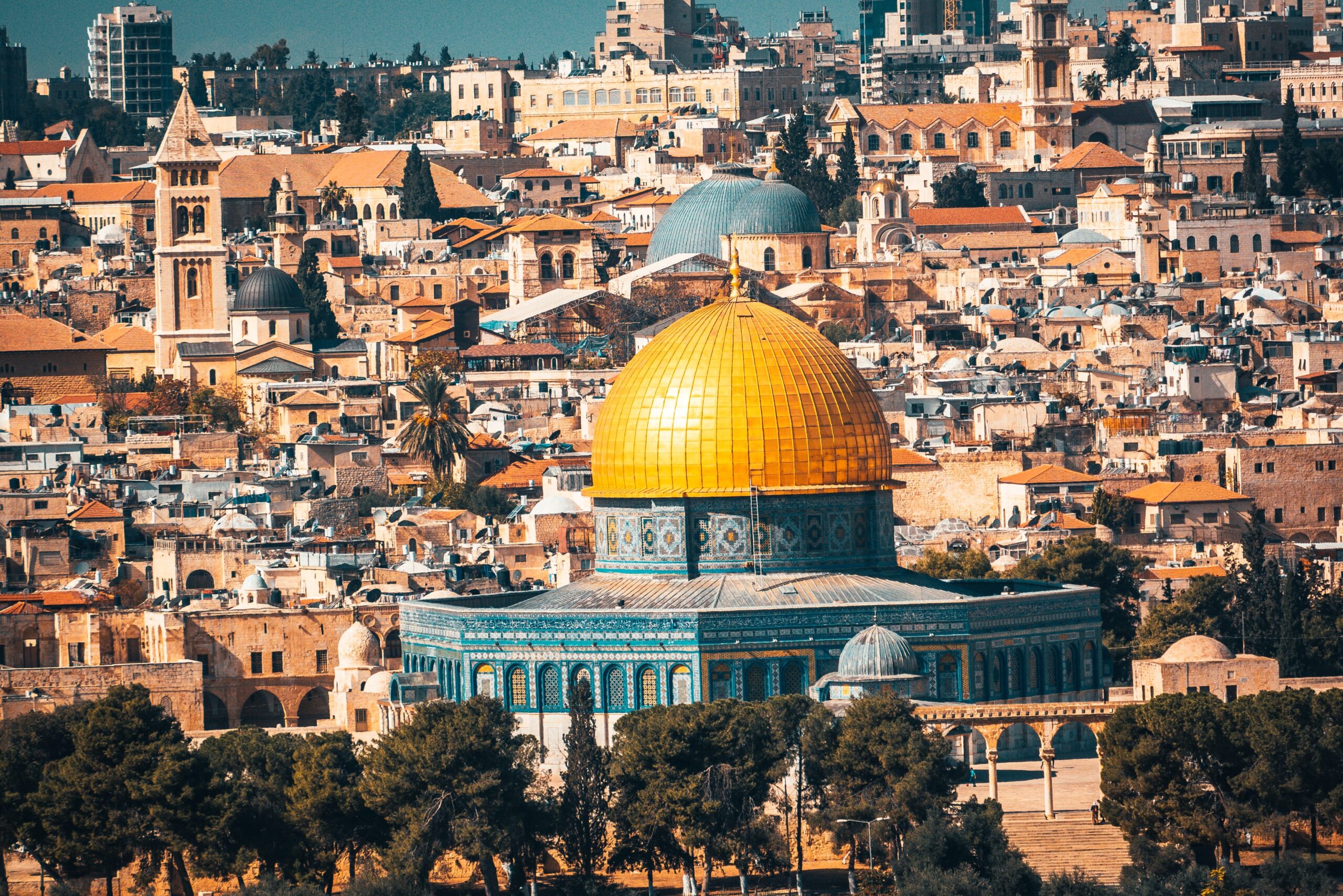 The Temple Mount - the golden Dome of the Rock mosque in the old city of Jerusalem, Israel