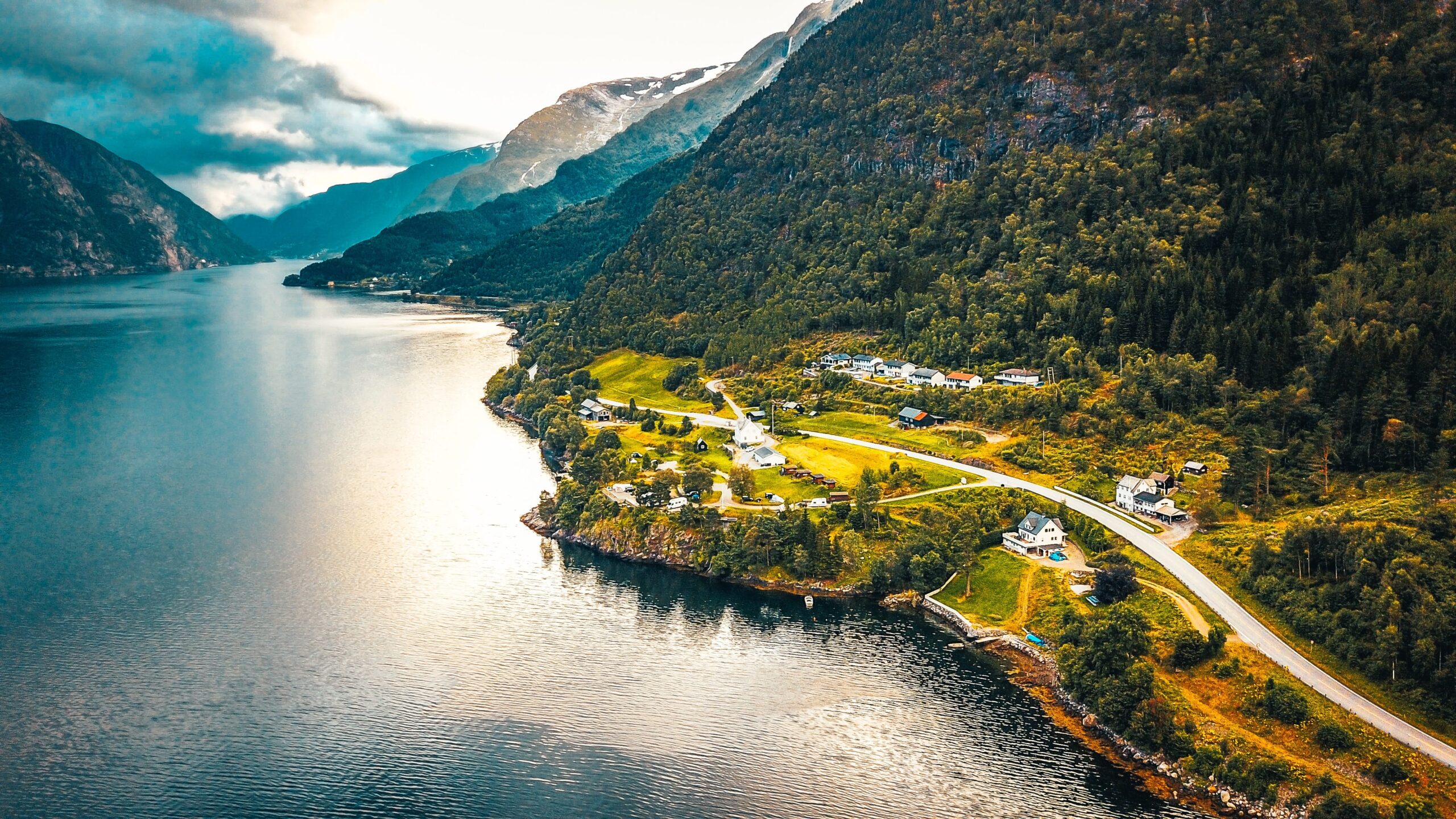 View to fjord and water from drone in Norway (1)